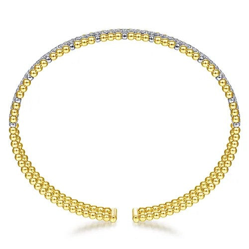 14K Yellow and White Gold Bujukan Diamond Cuff Bangle