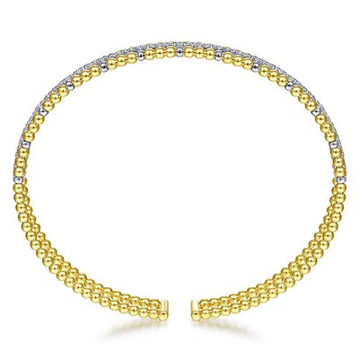 14K Yellow and White Gold Bujukan Diamond Cuff Bangle
