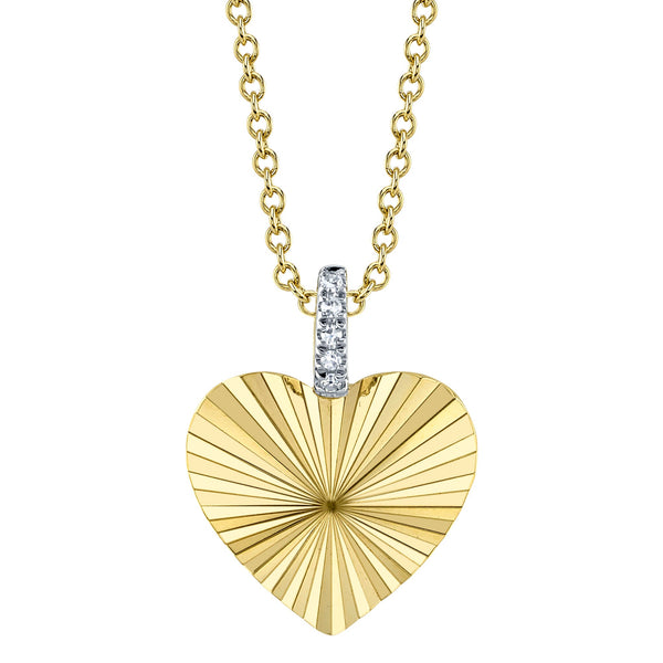0.01CT DIAMOND RIBBED HEART NECKLACE