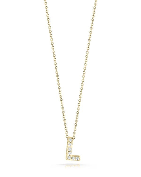 18K YELLOW GOLD TINY TREASURES DIAMOND LOVE LETTER “L” NECKLACE