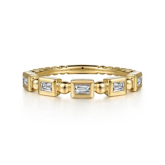 14K Yellow Gold Diamond Geometric Stackable Ring