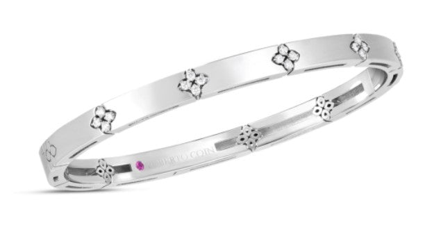 18K GOLD LOVE IN VERONA NARROW WIDTH DIAMOND ACCENT BANGLE