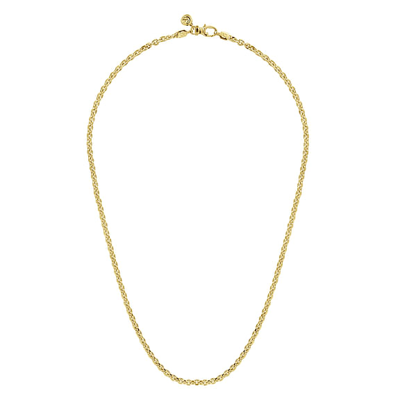 20 Inch 14K Yellow Gold Hollow Mens Link Chain Necklace