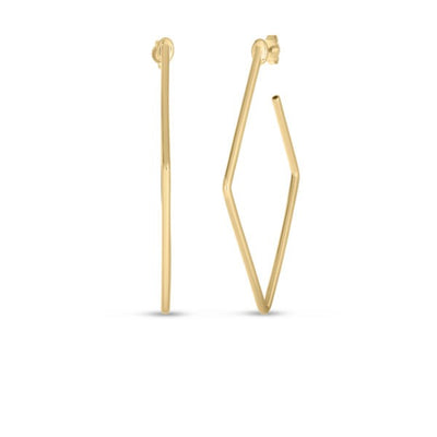 18K YELLOW DESIGNER GOLD SQUARE HOOP EARRINGS
