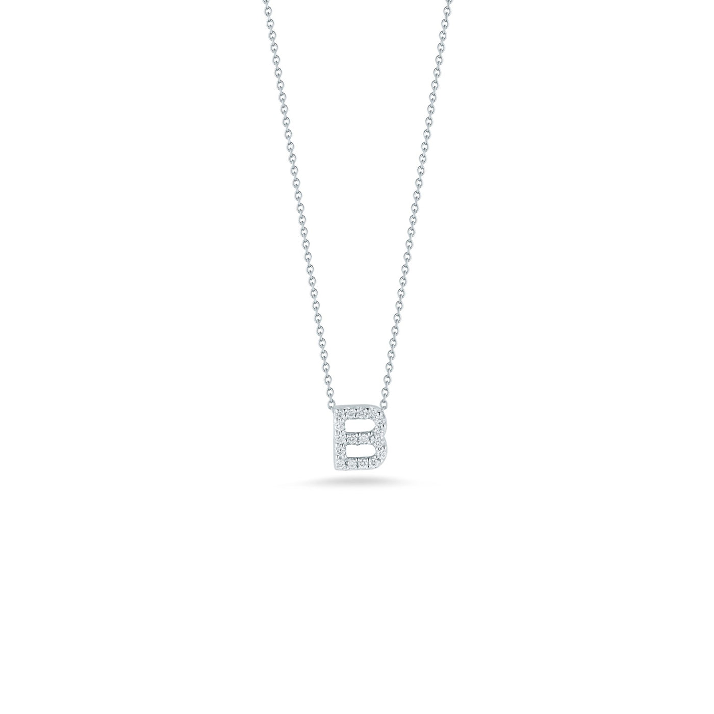 18K WHITE GOLD TINY TREASURES DIAMOND LOVE LETTER “B” NECKLACE
