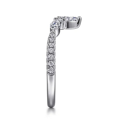Tulsie - Curved 14K White Gold Marquise and Round Diamond Anniversary Band