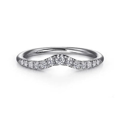 Chambery - Curved 14K White Gold French Pave Diamond Wedding Band