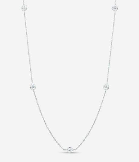 18K GOLD DIAMONDS BY THE INCH 7 STATION NECKLACE