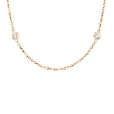 Shy Creation Diamond Station Necklace 1/5 ct tw Round 14K Yellow Gold