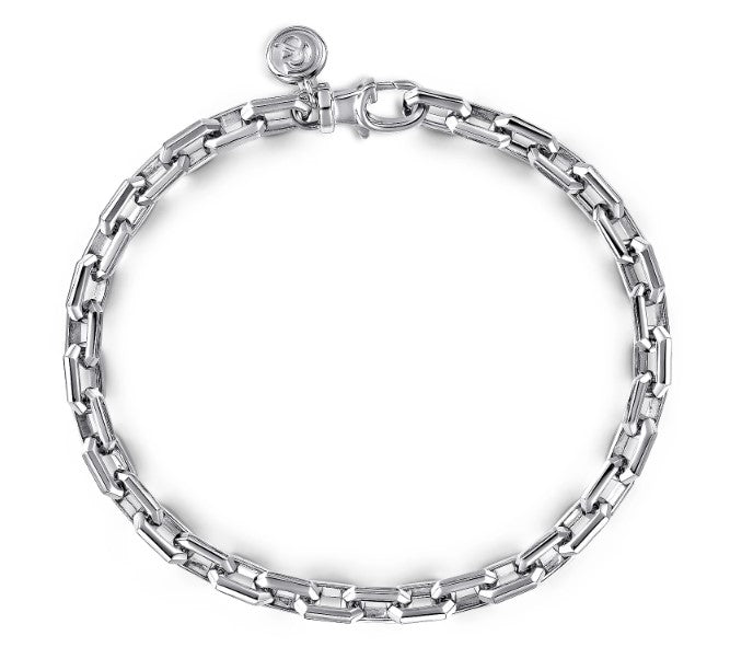 925 Sterling Silver Faceted Chain Bracelet