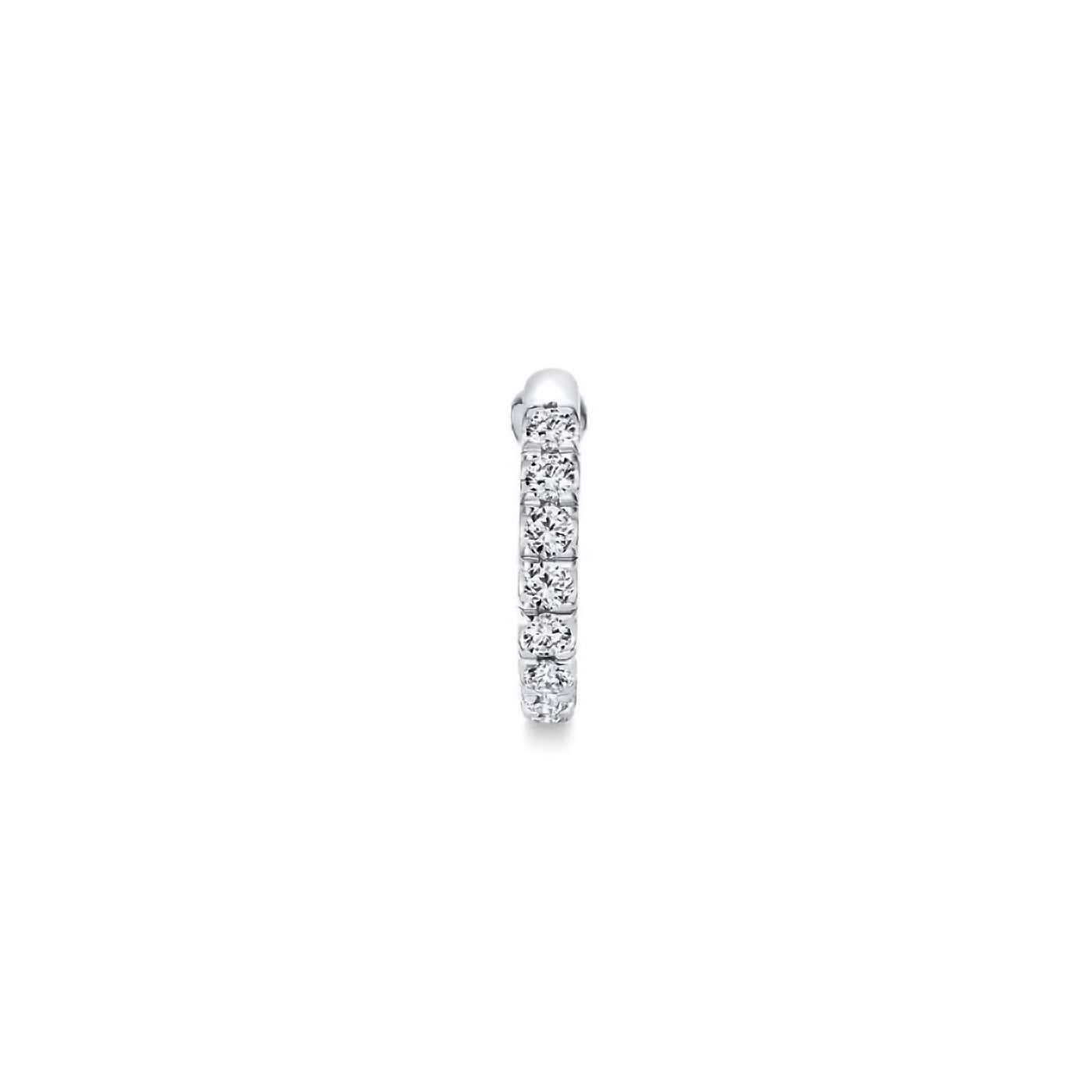 14K White Gold Diamond Hoop Earrings
