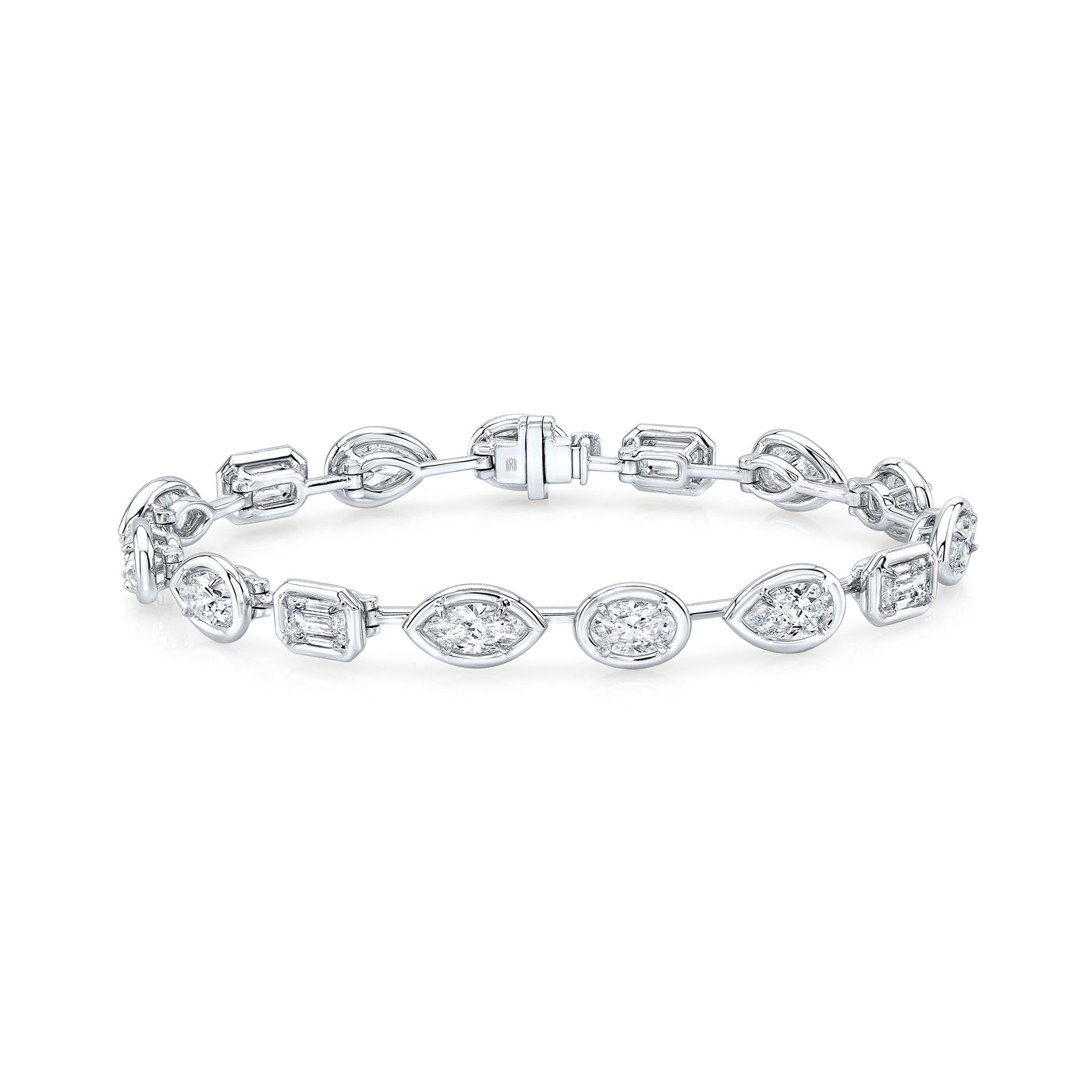Multi-Shape Diamond Bar Bracelet in 18kt White Gold