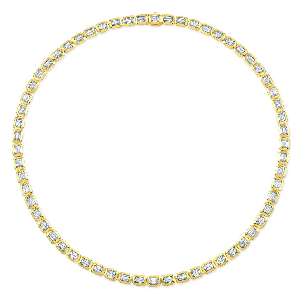 18K Yellow Gold 13.22 Carat Emerald-Cut Diamond Buttercup Necklace 15.75"