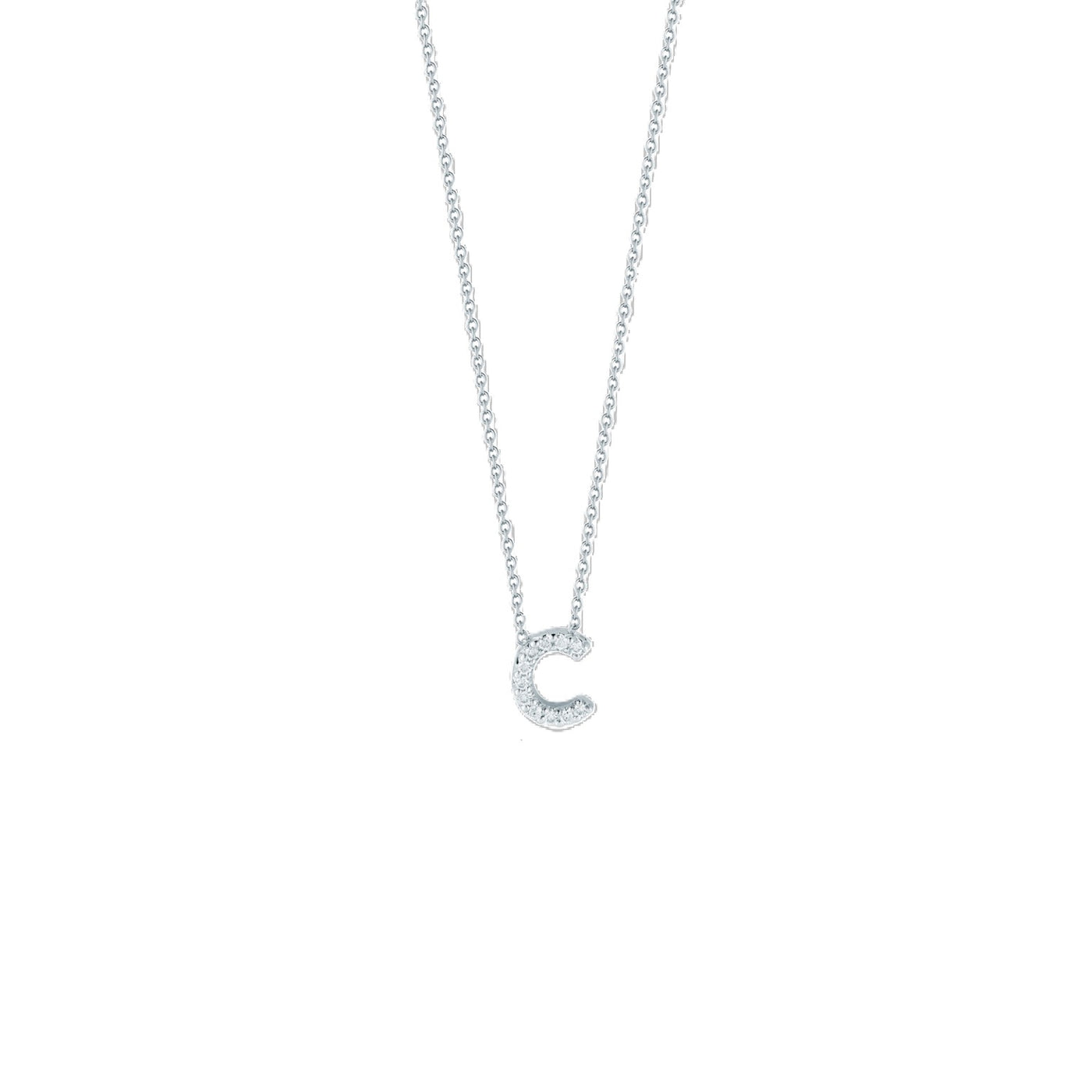 18K WHITE GOLD TINY TREASURES DIAMOND LOVE LETTER “C” NECKLACE