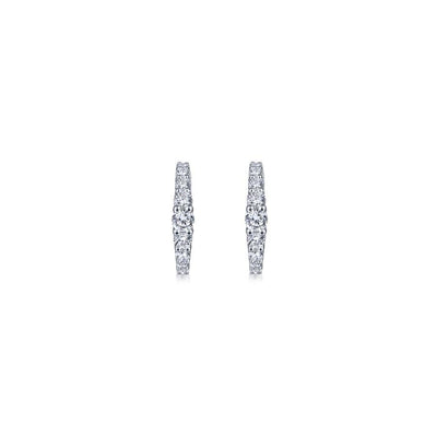 14K White Gold 13mm Classic Diamond Huggie Earrings