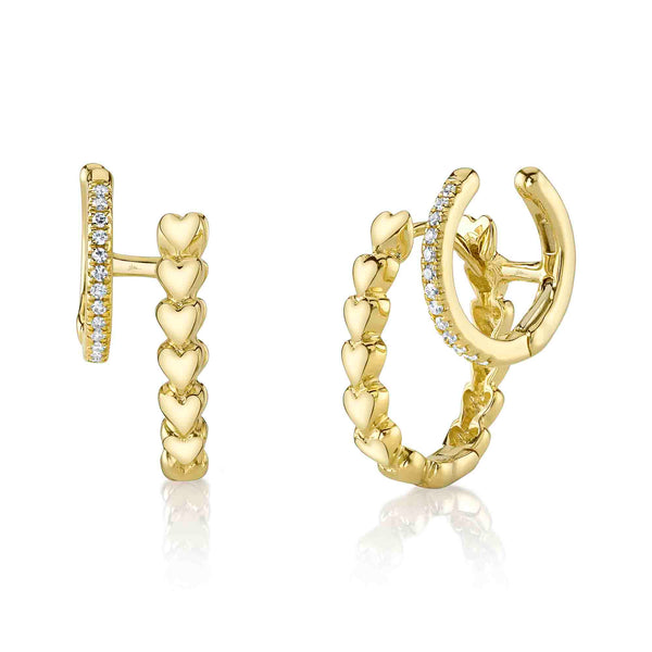 0.07CT DIAMOND HEART DOUBLE HUGGIE EARRING