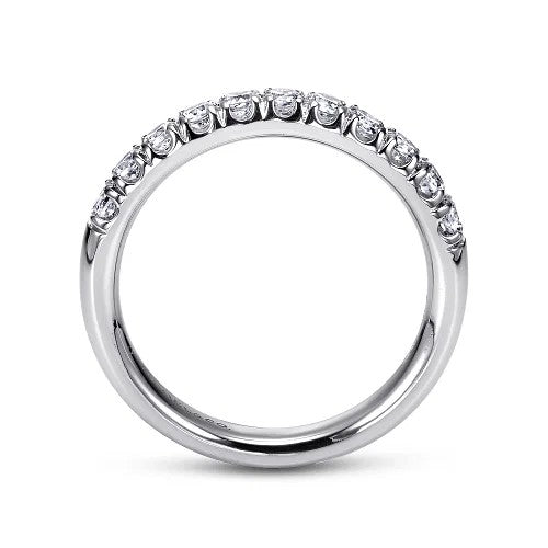Portofino - 14K White Gold 11 Stone French Pave Diamond Wedding Band - 0.5 ct