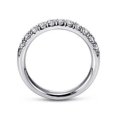Portofino - 14K White Gold 11 Stone French Pave Diamond Wedding Band - 0.5 ct