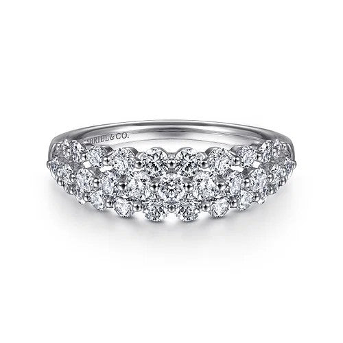 14K White Gold Multi Row Diamond Ring