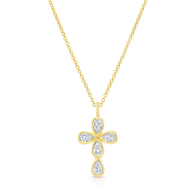 18KYG CROSS PENDANT ON 16-18'' CHAIN