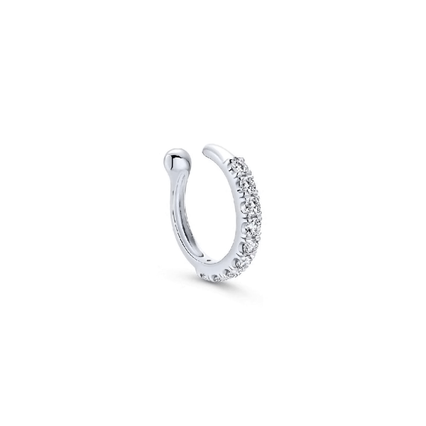 14K White Gold Diamond Hoop Earrings