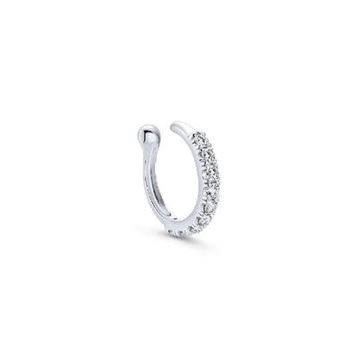 14K White Gold Diamond Hoop Earrings
