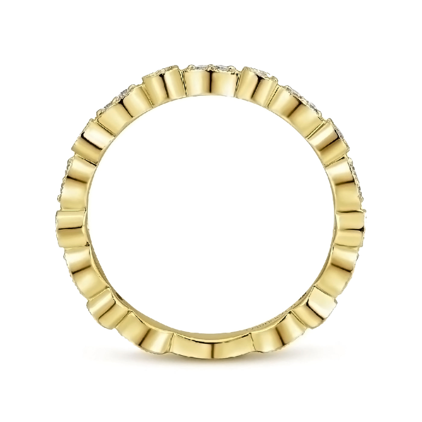 14K Yellow Gold Marquise and Round Station Diamond Ring