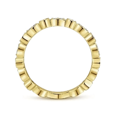 14K Yellow Gold Marquise and Round Station Diamond Ring