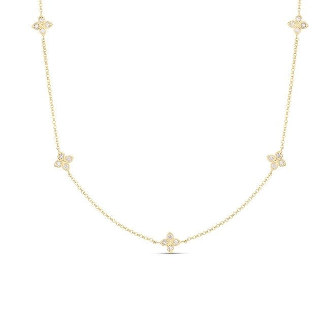 18K YELLOW GOLD LOVE BY THE INCH 5 STATION FLOWER NECKLACE