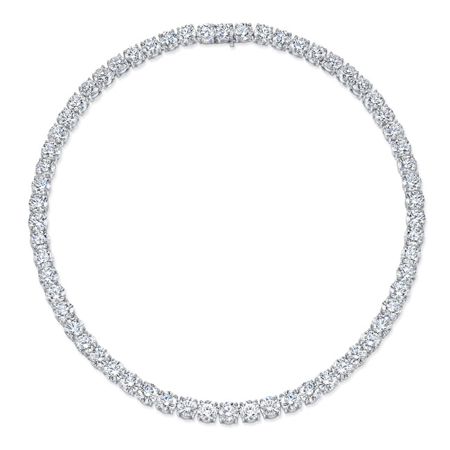 18K White Gold 55.63 Carat Round Diamond Tennis Necklace 15"