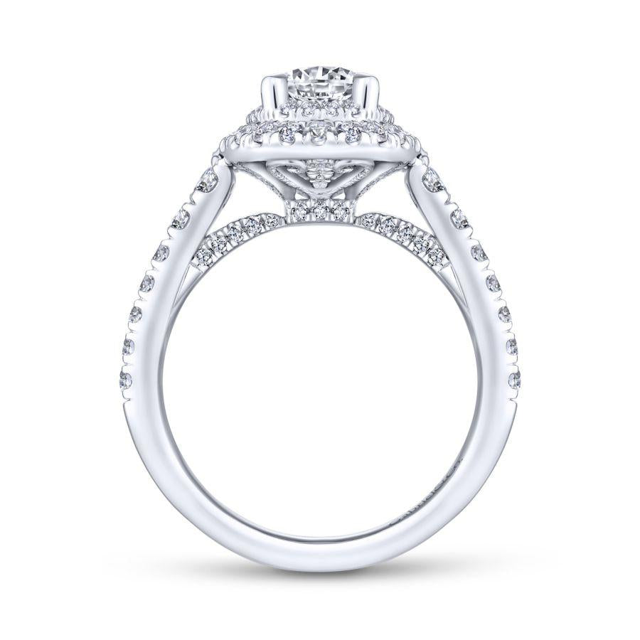 14K White Gold Double Oval Halo Diamond Engagement Ring