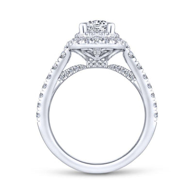 14K White Gold Double Oval Halo Diamond Engagement Ring