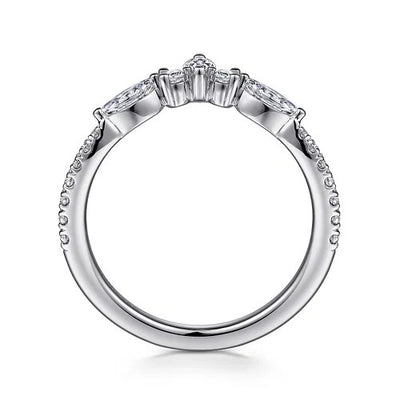 Tulsie - Curved 14K White Gold Marquise and Round Diamond Anniversary Band