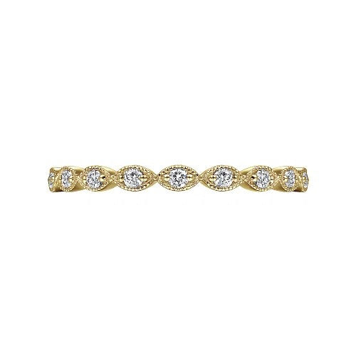 14K Yellow Gold Marquise Station Diamond Stackable Ring
