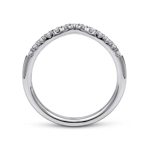 Chambery - Curved 14K White Gold French Pave Diamond Wedding Band