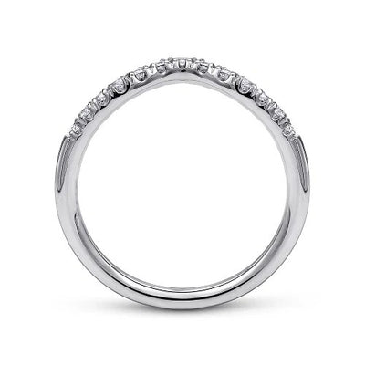 Chambery - Curved 14K White Gold French Pave Diamond Wedding Band