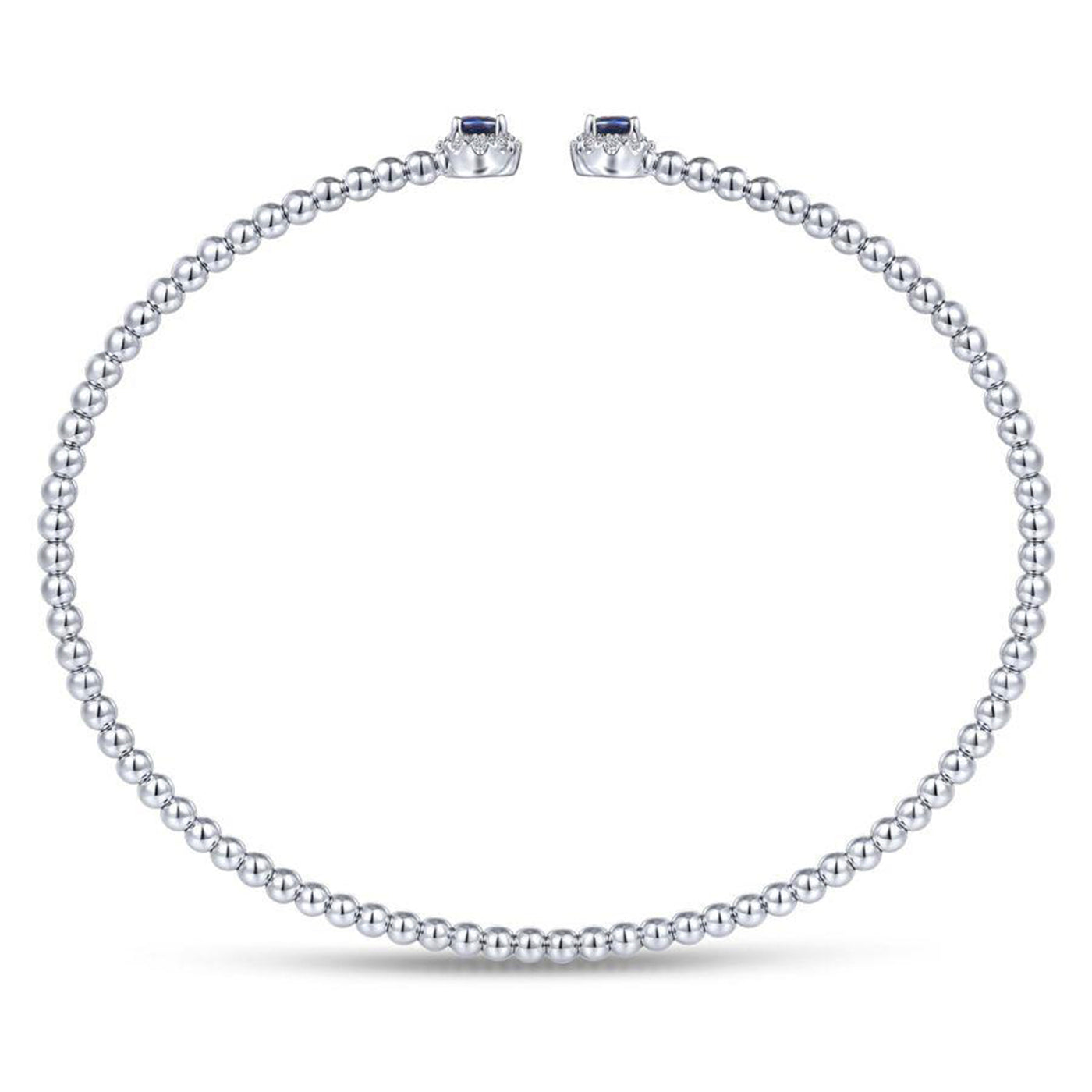 14K White Gold Diamond and Sapphire Fashion Bangle