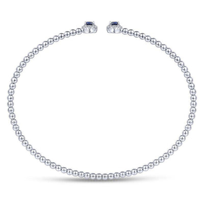 14K White Gold Diamond and Sapphire Fashion Bangle