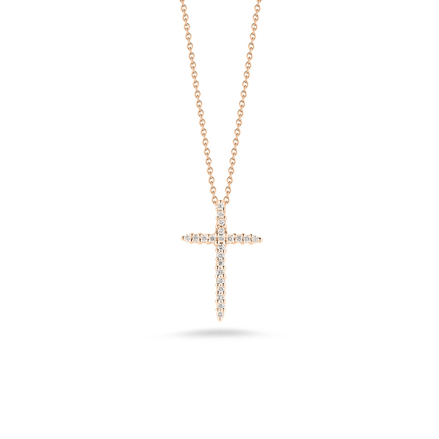 18K ROSE GOLD TINY TREASURES DIAMOND SLIVER CROSS NECKLACE