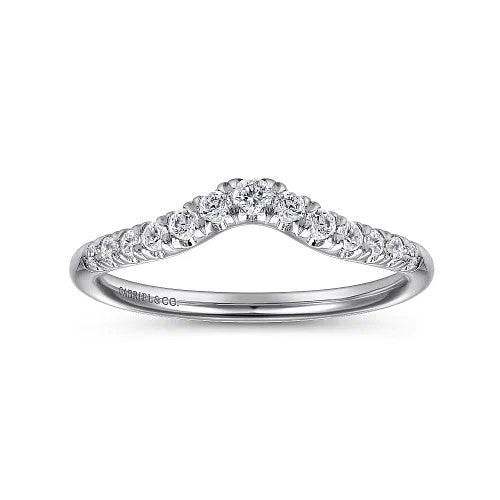 Chambery - Curved 14K White Gold French Pave Diamond Wedding Band