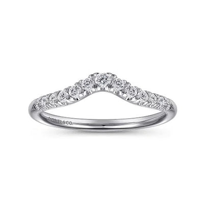 Chambery - Curved 14K White Gold French Pave Diamond Wedding Band