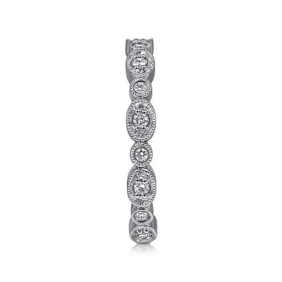 14K White Gold Graduating Station Diamond Stackable Ring