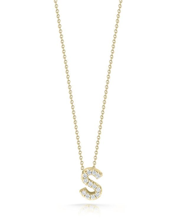 18K YELLOW GOLD TINY TREASURES DIAMOND LOVE LETTER “S” NECKLACE