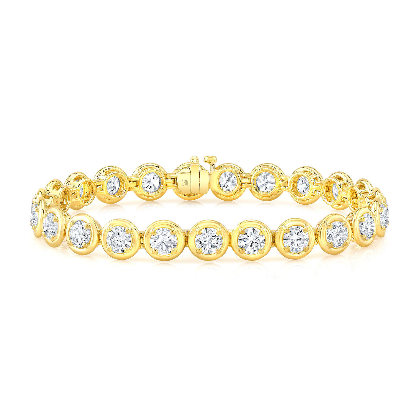 Round Diamond Bezel Bracelet in 18kt Yellow Gold