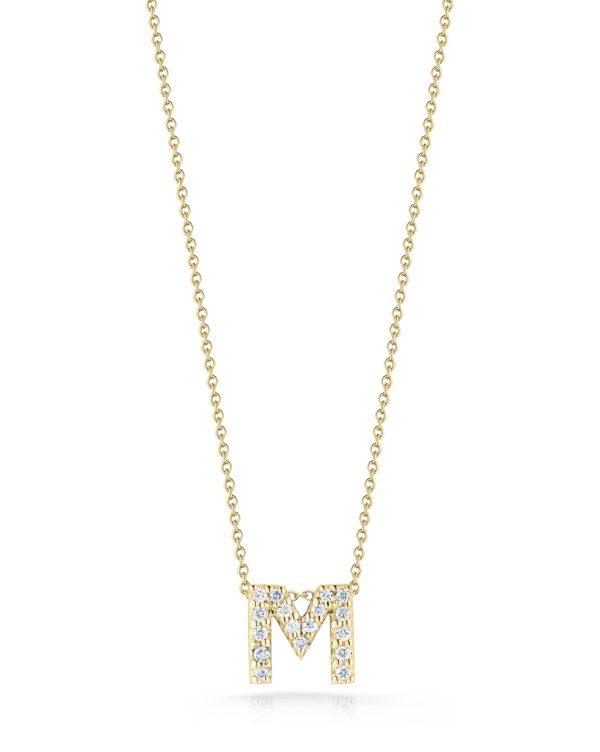 18K YELLOW GOLD TINY TREASURES DIAMOND LOVE LETTER “M” NECKLACE
