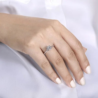 Ellis - 14K White Gold Round Diamond Engagement Ring (Setting Only)