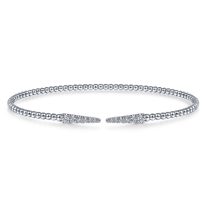 14K White Gold Bujukan Diamond Spikes Split Bangle