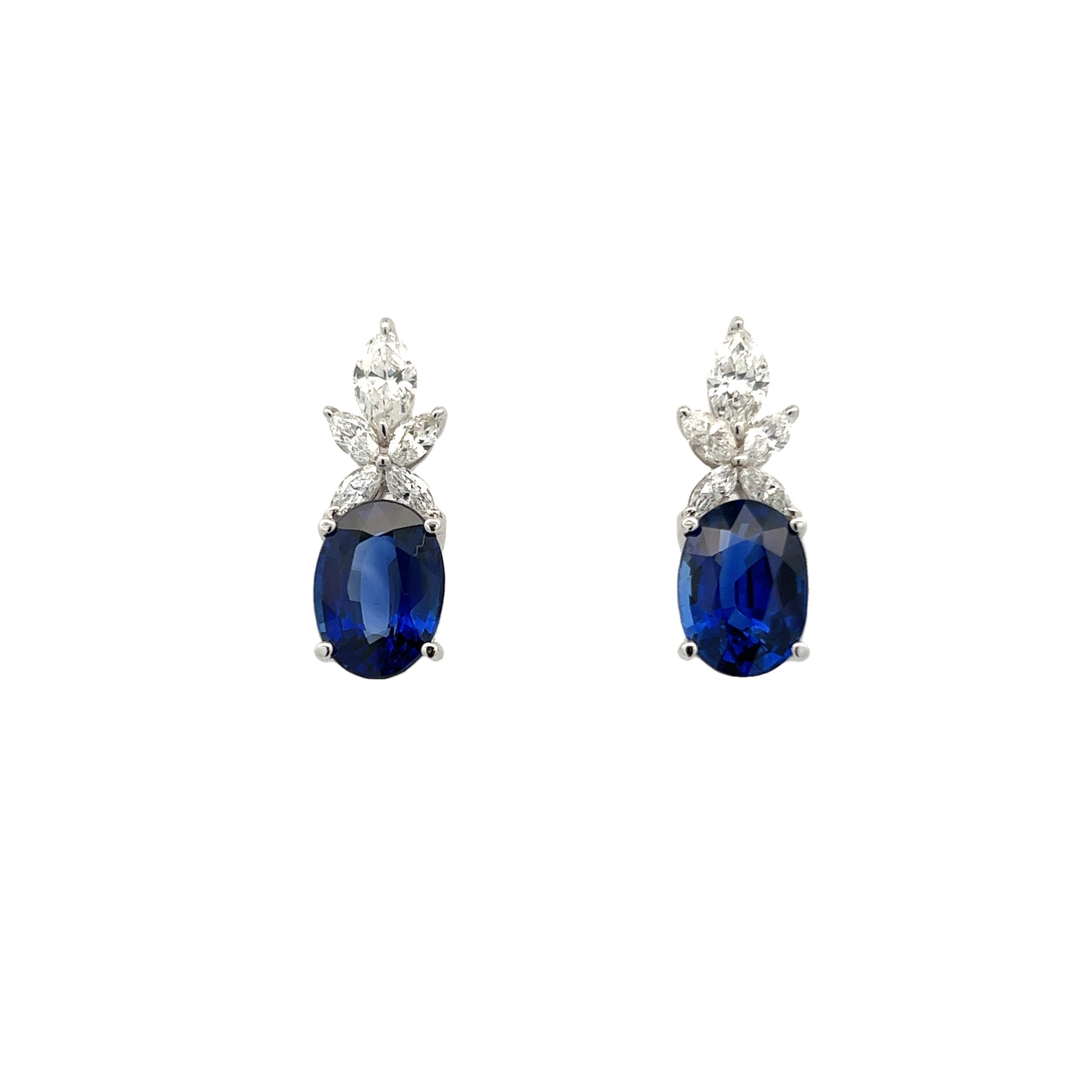 10.51 Carat Oval Sapphire and Diamond Earrings