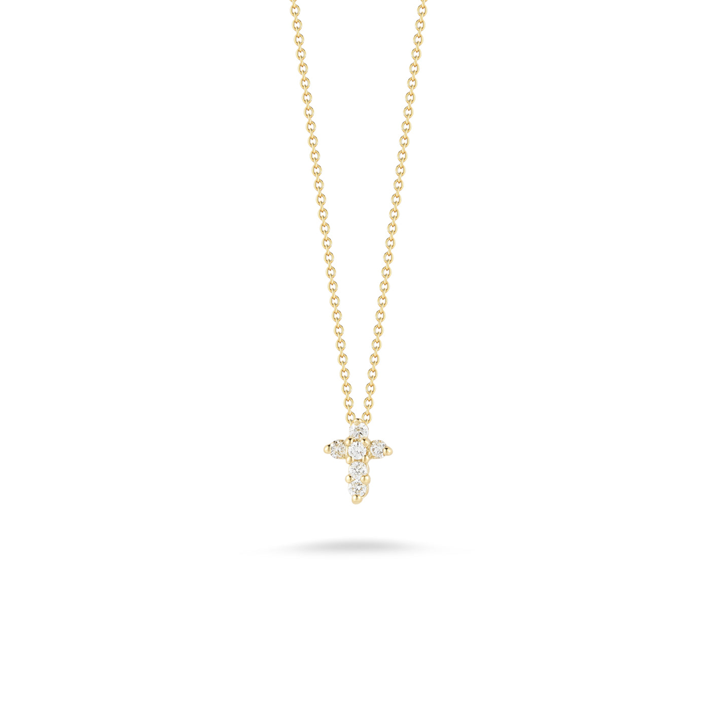 Yellow Gold Diamond Small Cross Necklace