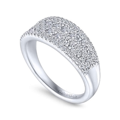 White Gold Curved Pave Diamond Ring